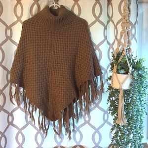 Light Brown Woven Knit Poncho